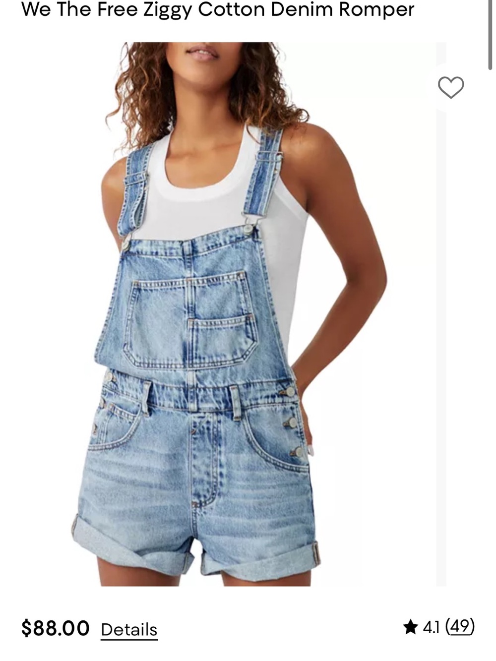 Free People Light Blue Washed Denim Shortalls